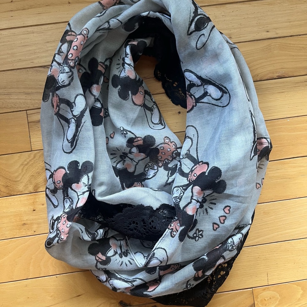 Disney Gray and Pink Minnie Mouse Infinity Scarf